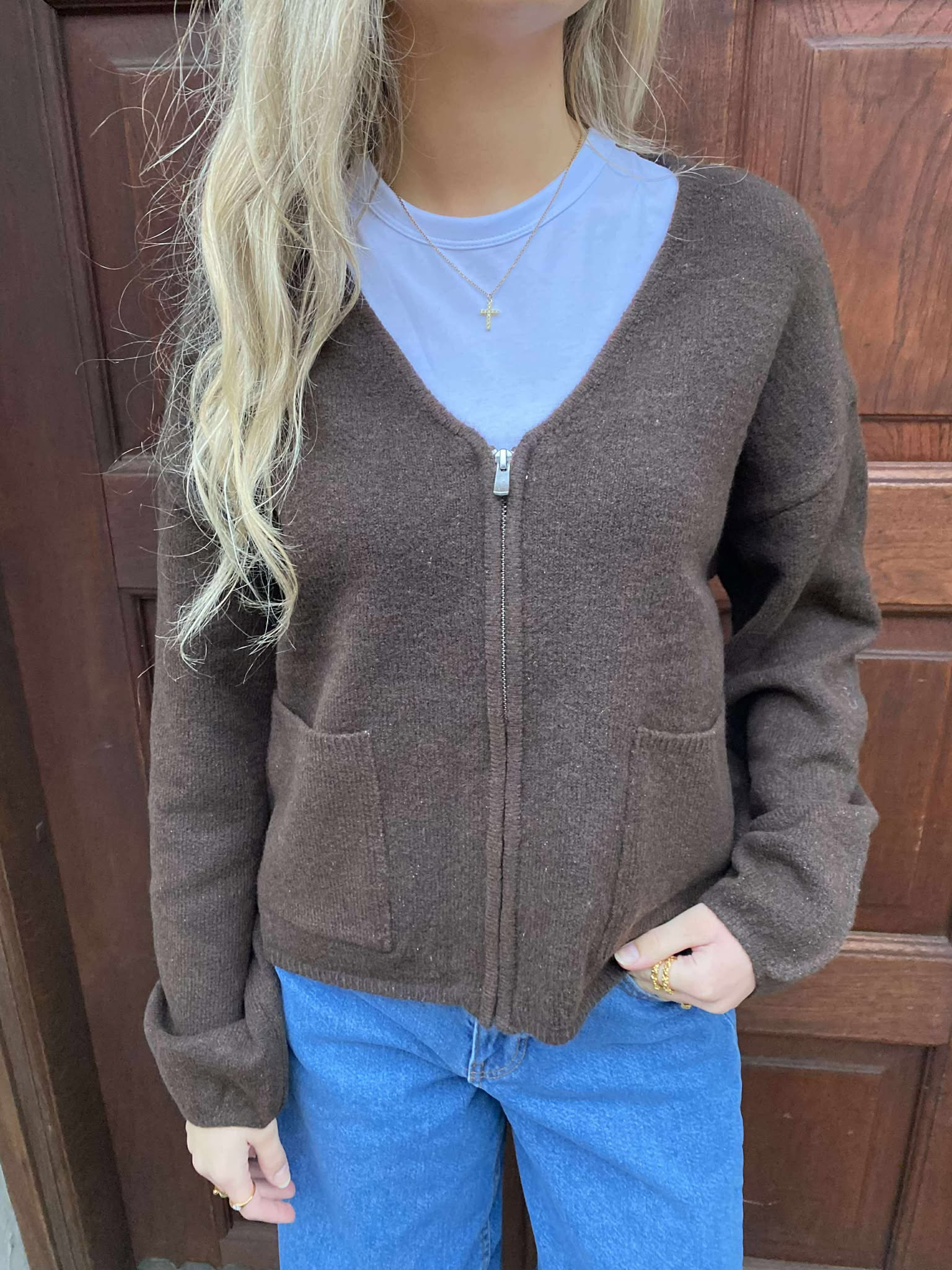 PCJUNNA Knit Cardigan - Hot Fudge